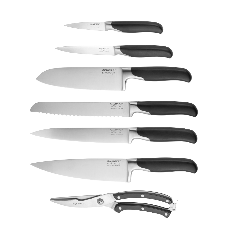 มีดสแตนเลสสตีลพร้อมบล็อกมีด BergHOFF รุ่นEssential -Onyx 8 ชิ้น ทนทาน สีเงิน บล็อกสีดำ 1308010_3